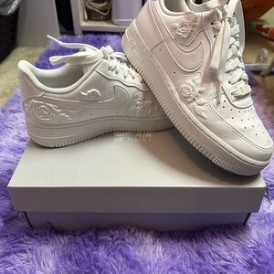 Nike Air Force 1 White with Rose Embossing W7
